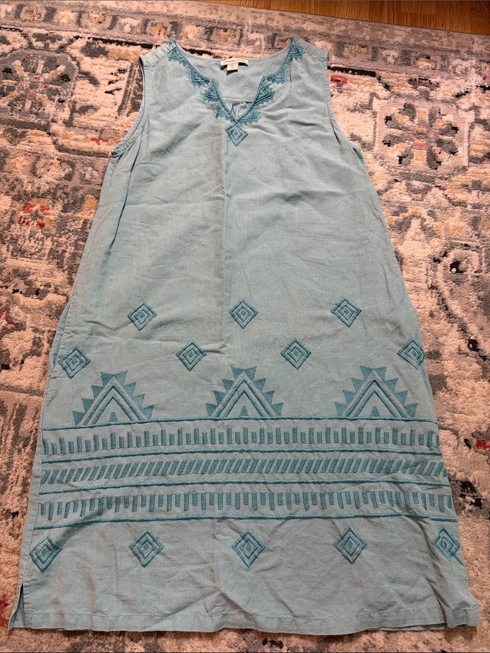 Coldwater Creek Light Blue Embroidered Sleeveless Dress